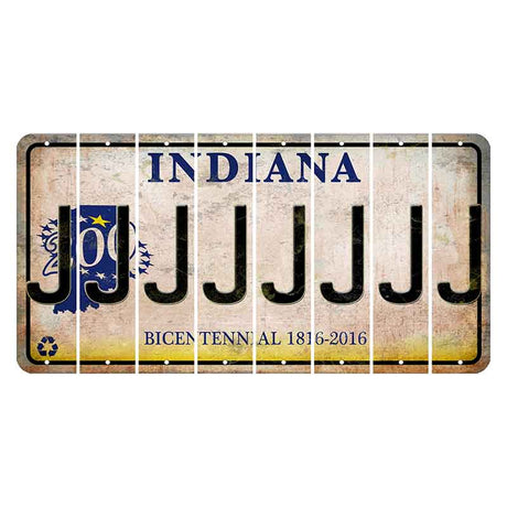 Indiana Bicentennial Cut License Plate Strips (Set of 8)