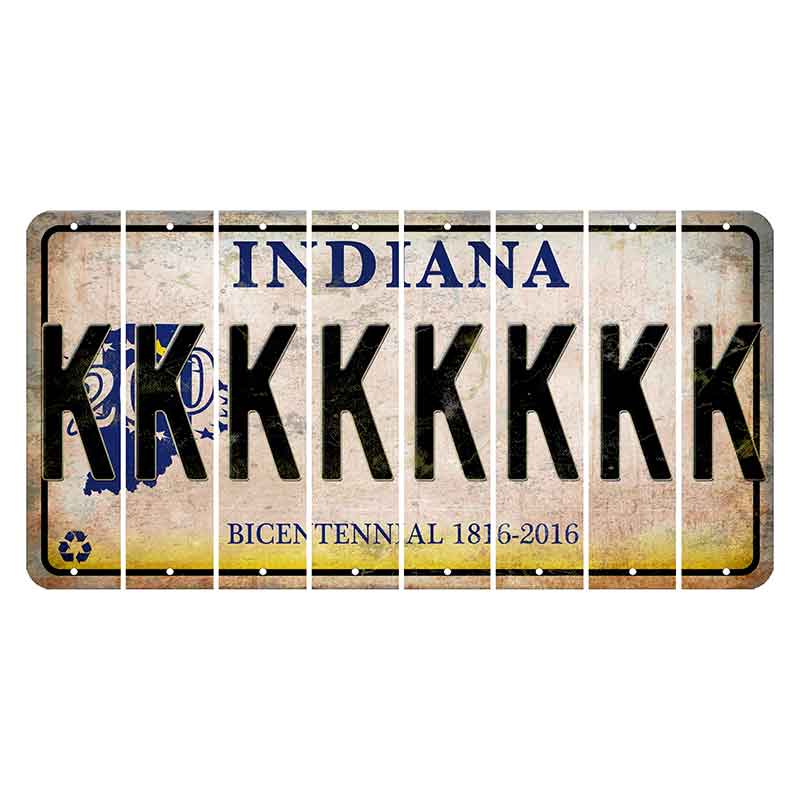 Indiana Bicentennial Cut License Plate Strips (Set of 8)