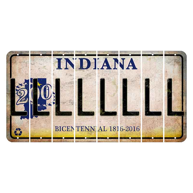 Indiana Bicentennial Cut License Plate Strips (Set of 8)