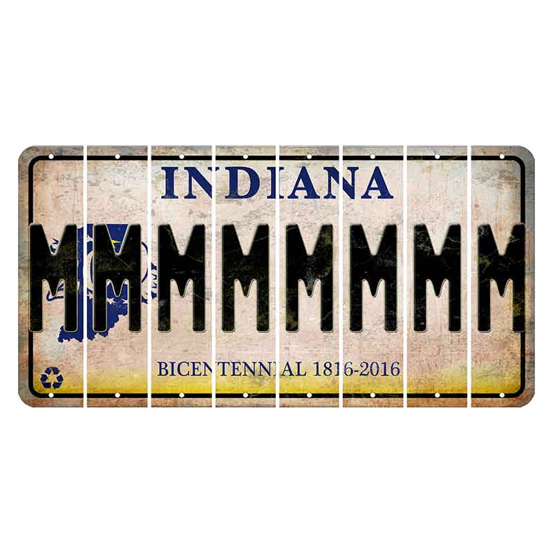 Indiana Bicentennial Cut License Plate Strips (Set of 8)