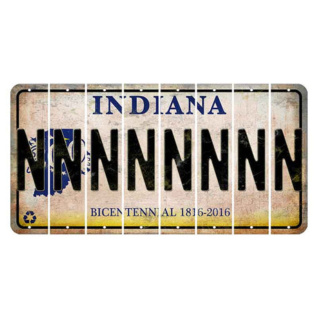 Indiana Bicentennial Cut License Plate Strips (Set of 8)