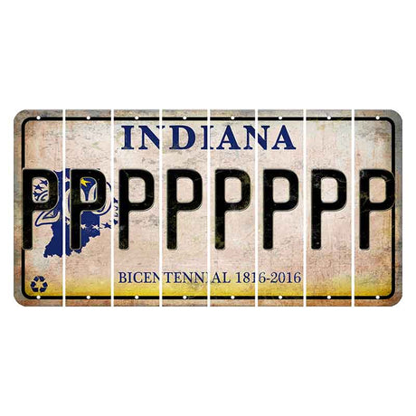 Indiana Bicentennial Cut License Plate Strips (Set of 8)