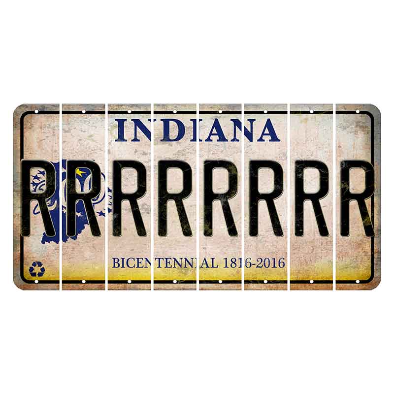 Indiana Bicentennial Cut License Plate Strips (Set of 8)