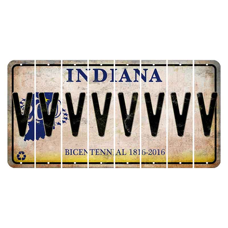 Indiana Bicentennial Cut License Plate Strips (Set of 8)