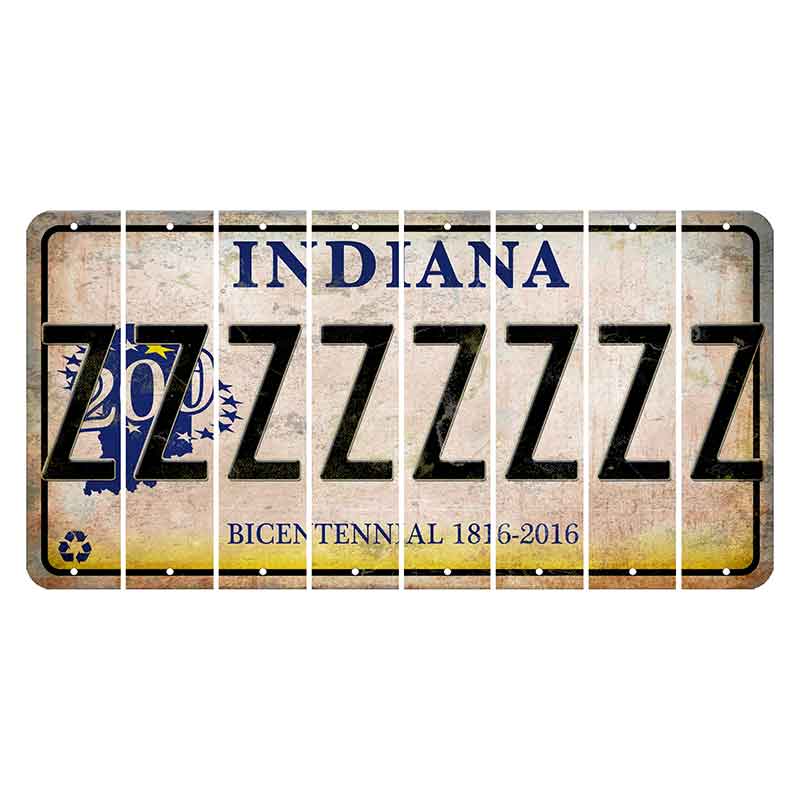 Indiana Bicentennial Cut License Plate Strips (Set of 8)