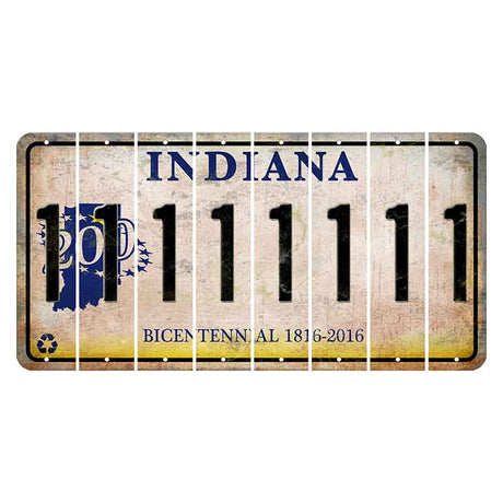 Indiana Bicentennial Cut License Plate Strips (Set of 8)