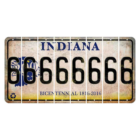 Indiana Bicentennial Cut License Plate Strips (Set of 8)