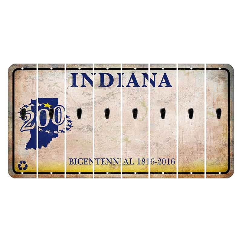 Indiana Bicentennial Cut License Plate Strips (Set of 8)