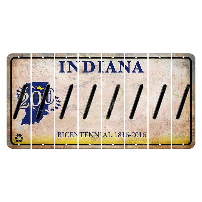 Indiana Bicentennial Cut License Plate Strips (Set of 8)