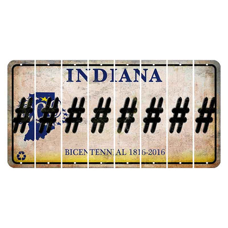 Indiana Bicentennial Cut License Plate Strips (Set of 8)