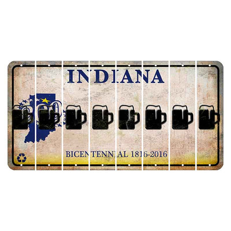 Indiana Bicentennial Cut License Plate Strips (Set of 8)