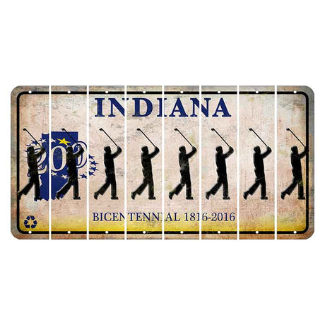 Indiana Bicentennial Cut License Plate Strips (Set of 8)