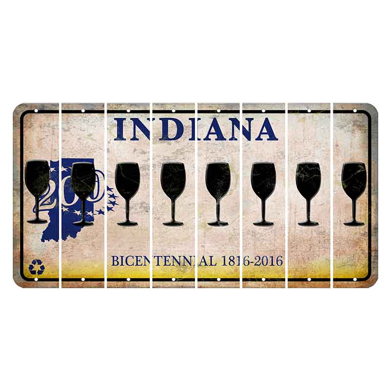 Indiana Bicentennial Cut License Plate Strips (Set of 8)