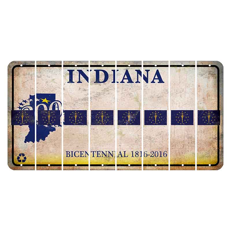 Indiana Bicentennial Cut License Plate Strips (Set of 8)