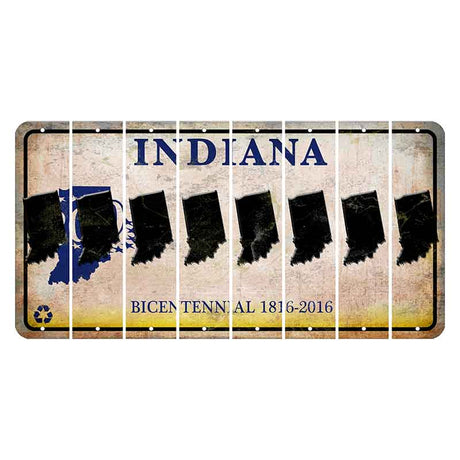 Indiana Bicentennial Cut License Plate Strips (Set of 8)