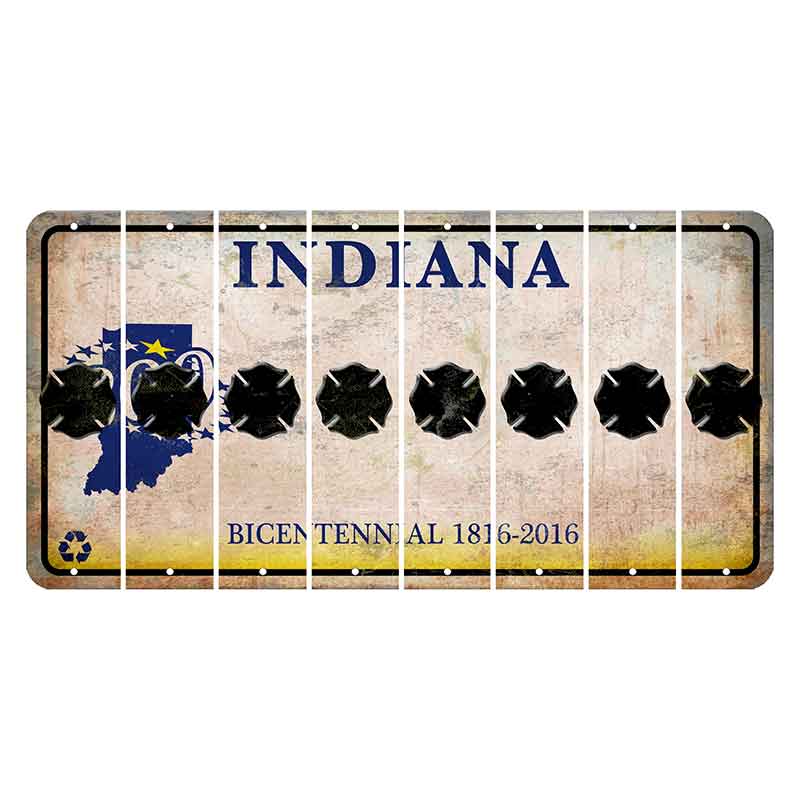 Indiana Bicentennial Cut License Plate Strips (Set of 8)