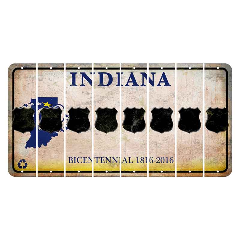 Indiana Bicentennial Cut License Plate Strips (Set of 8)