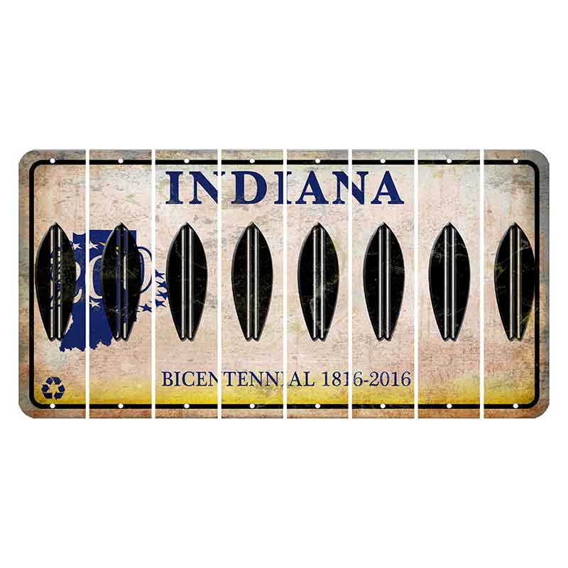 Indiana Bicentennial Cut License Plate Strips (Set of 8)