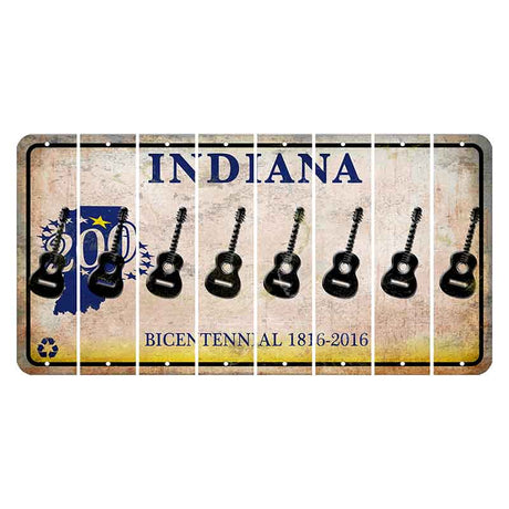 Indiana Bicentennial Cut License Plate Strips (Set of 8)