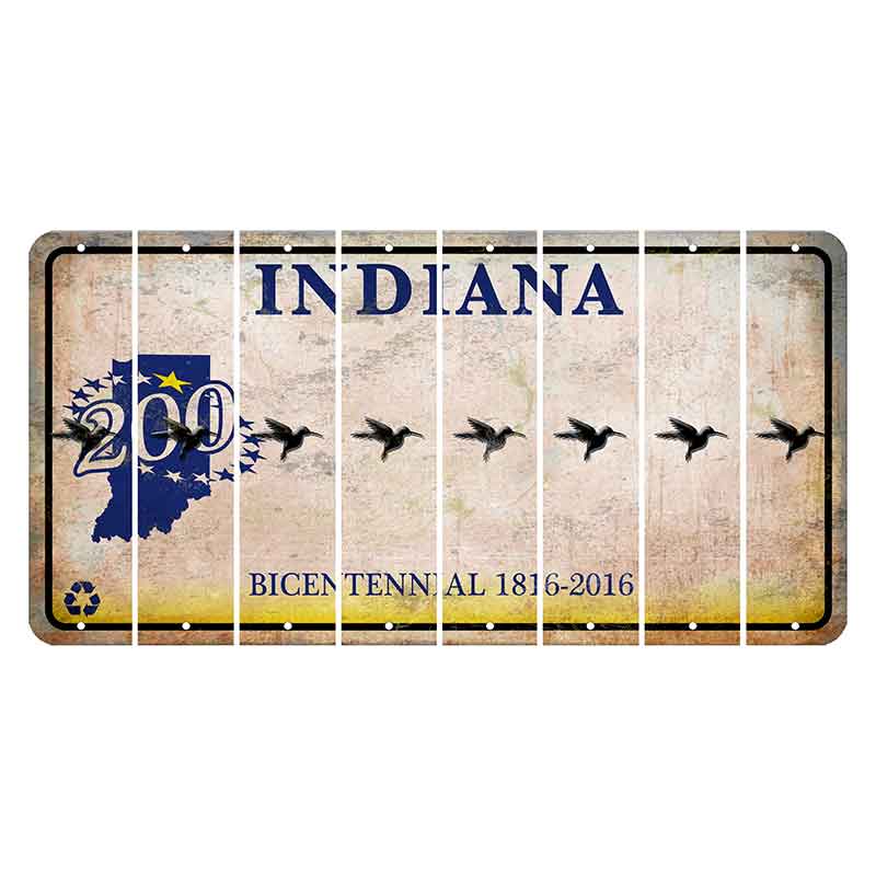 Indiana Bicentennial Cut License Plate Strips (Set of 8)