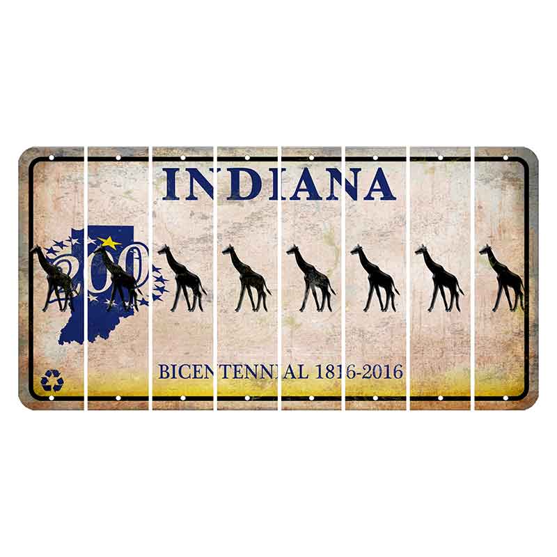 Indiana Bicentennial Cut License Plate Strips (Set of 8)