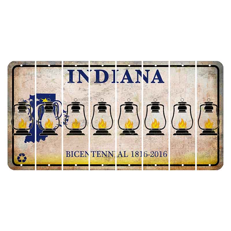 Indiana Bicentennial Cut License Plate Strips (Set of 8)