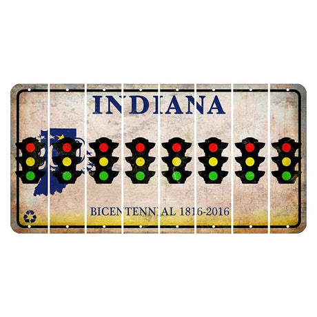 Indiana Bicentennial Cut License Plate Strips (Set of 8)