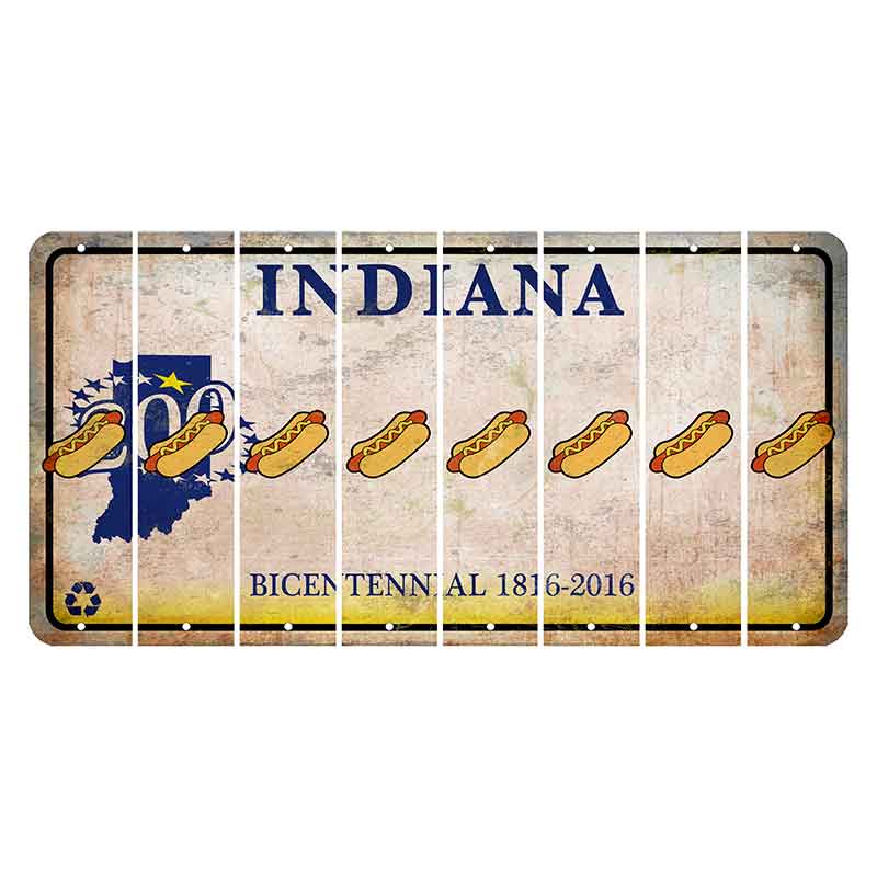 Indiana Bicentennial Cut License Plate Strips (Set of 8)