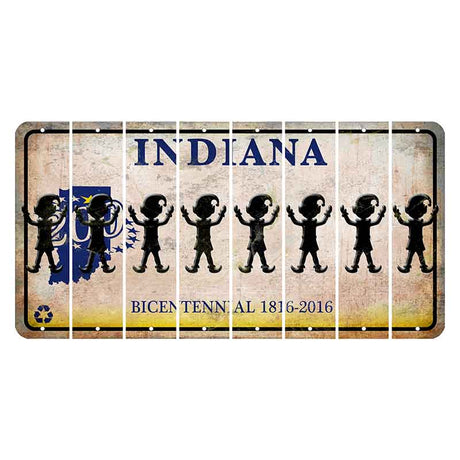 Indiana Bicentennial Cut License Plate Strips (Set of 8)