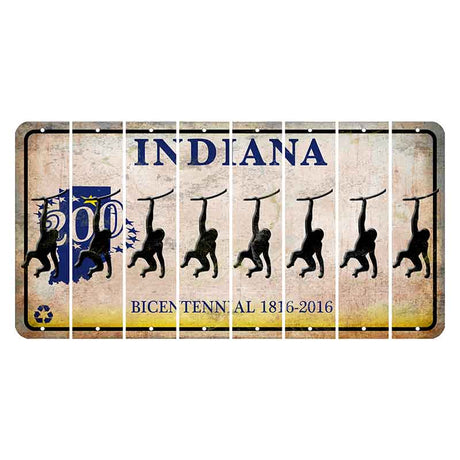 Indiana Bicentennial Cut License Plate Strips (Set of 8)