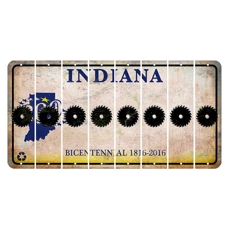 Indiana Bicentennial Cut License Plate Strips (Set of 8)