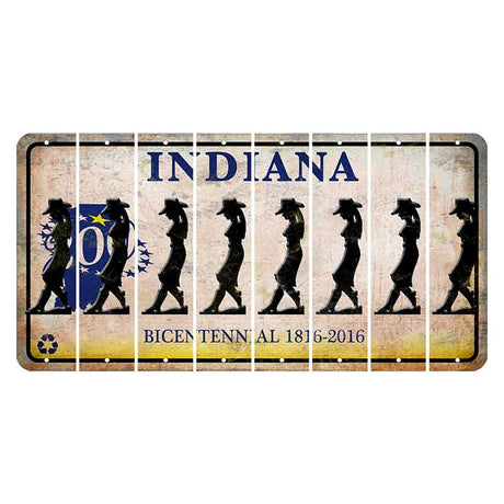 Indiana Bicentennial Cut License Plate Strips (Set of 8)