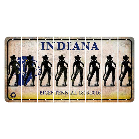 Indiana Bicentennial Cut License Plate Strips (Set of 8)