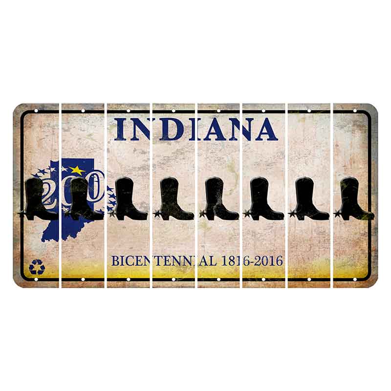 Indiana Bicentennial Cut License Plate Strips (Set of 8)