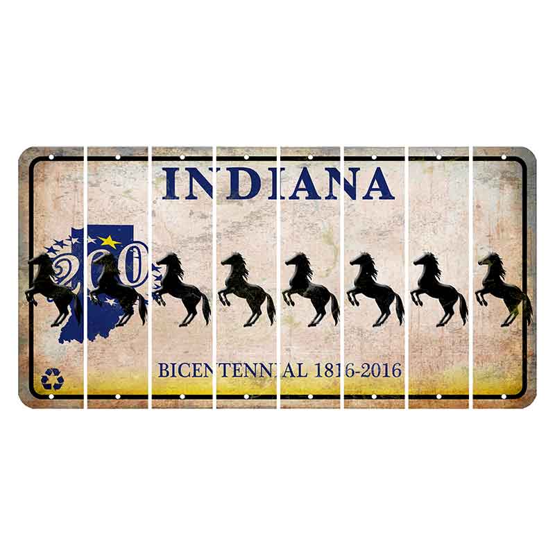 Indiana Bicentennial Cut License Plate Strips (Set of 8)