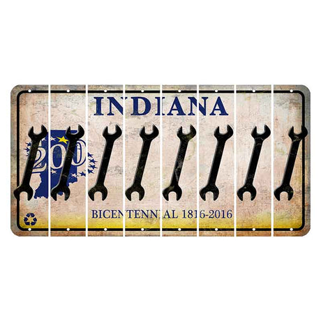 Indiana Bicentennial Cut License Plate Strips (Set of 8)