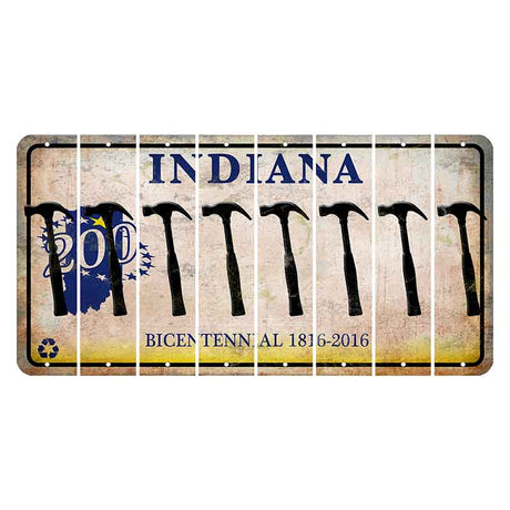 Indiana Bicentennial Cut License Plate Strips (Set of 8)