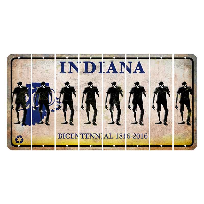 Indiana Bicentennial Cut License Plate Strips (Set of 8)