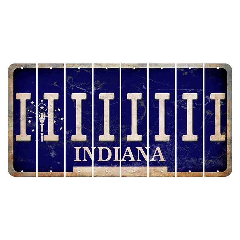Indiana Blue Cut License Plate Strips (Set of 8) I