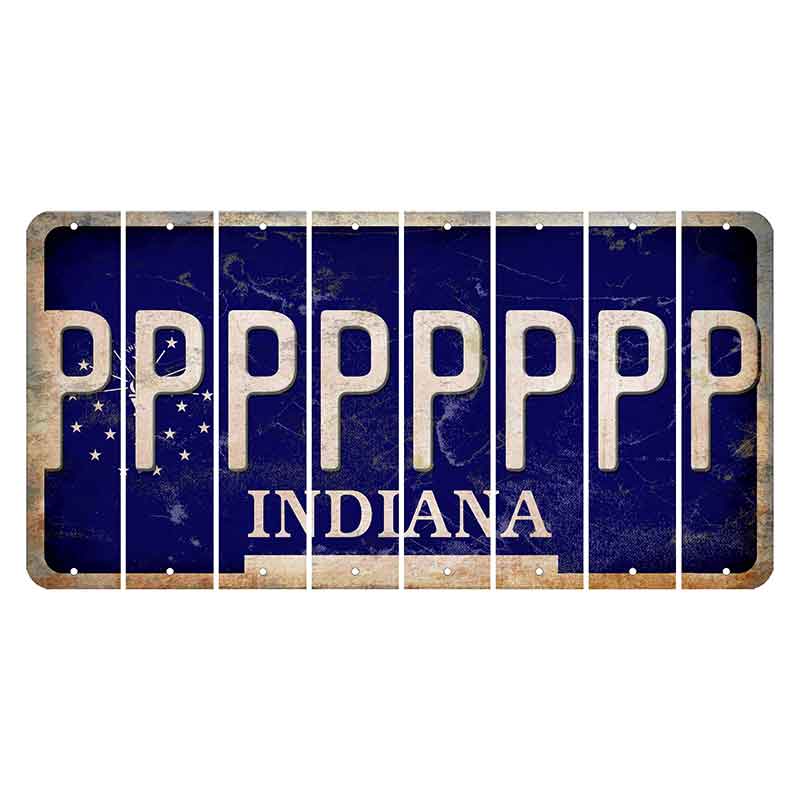 Indiana Blue Cut License Plate Strips (Set of 8)