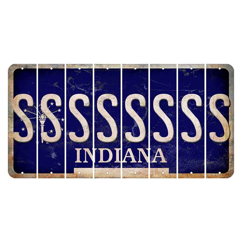 Indiana Blue Cut License Plate Strips (Set of 8)