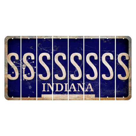 Indiana Blue Cut License Plate Strips (Set of 8)