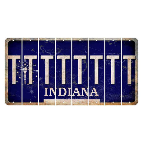 Indiana Blue Cut License Plate Strips (Set of 8)