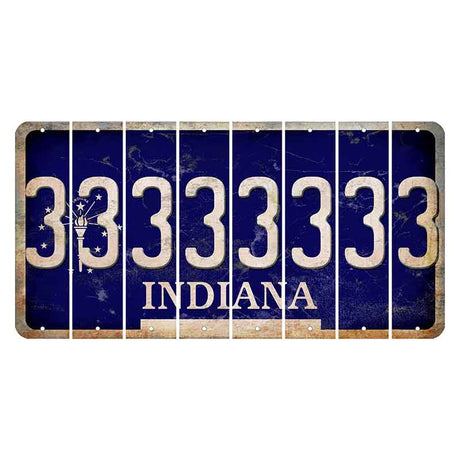 Indiana Blue Cut License Plate Strips (Set of 8)