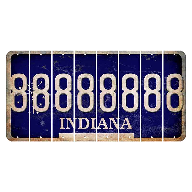 Indiana Blue Cut License Plate Strips (Set of 8)