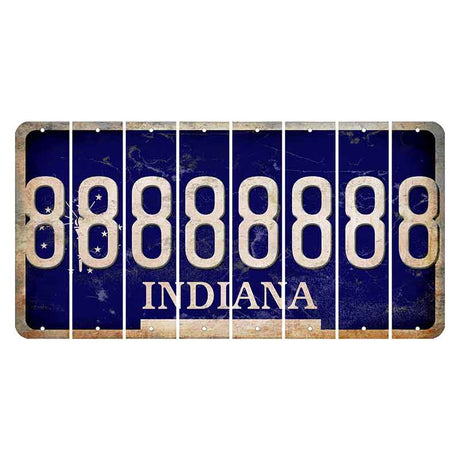 Indiana Blue Cut License Plate Strips (Set of 8)