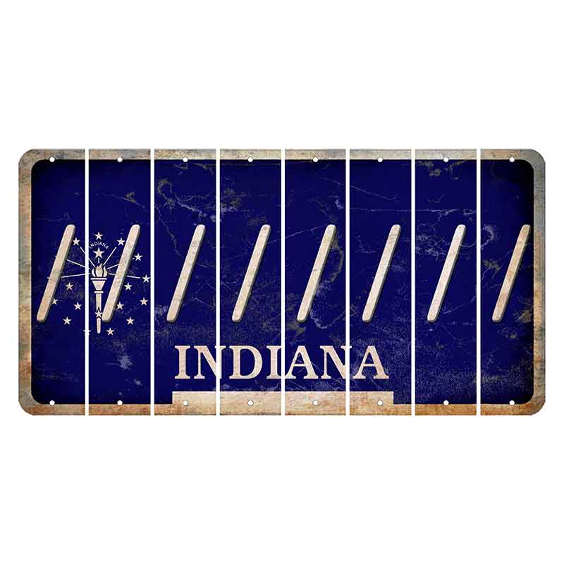 Indiana Blue Cut License Plate Strips (Set of 8)