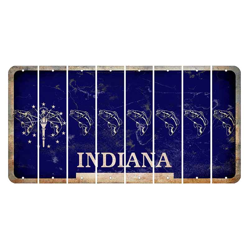 Indiana Blue Cut License Plate Strips (Set of 8) Fish