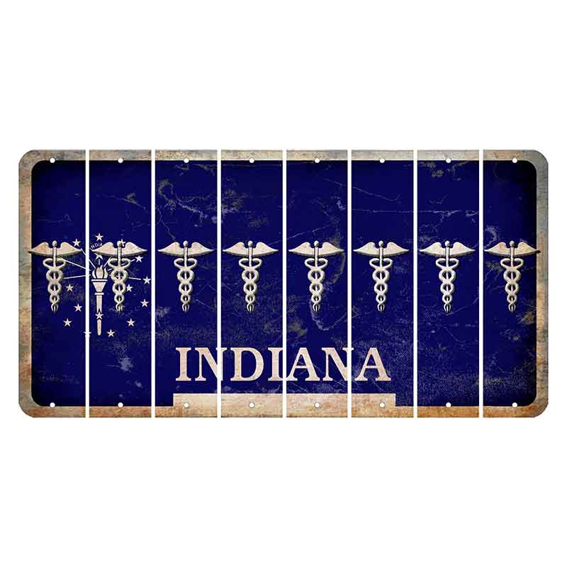 Indiana Blue Cut License Plate Strips (Set of 8) Caduceus
