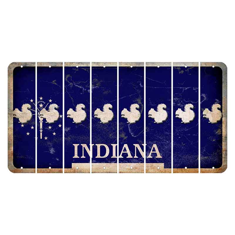 Indiana Blue Cut License Plate Strips (Set of 8) Squirrel